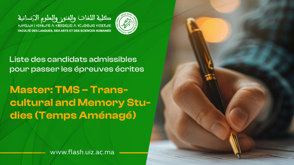 Master: TMS – Transcultural and Memory Studies (Temps Aménagé)